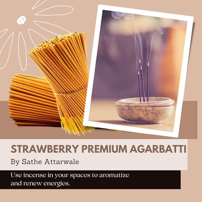 Strawberry Premium Agarbatti by Sathe Attarwale | Luxury Incense Sticks for Pooja, Aromatherapy, Meditation, Yoga, - Image 3